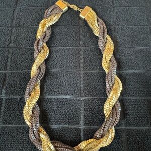 Gold and Brown Braided Necklace